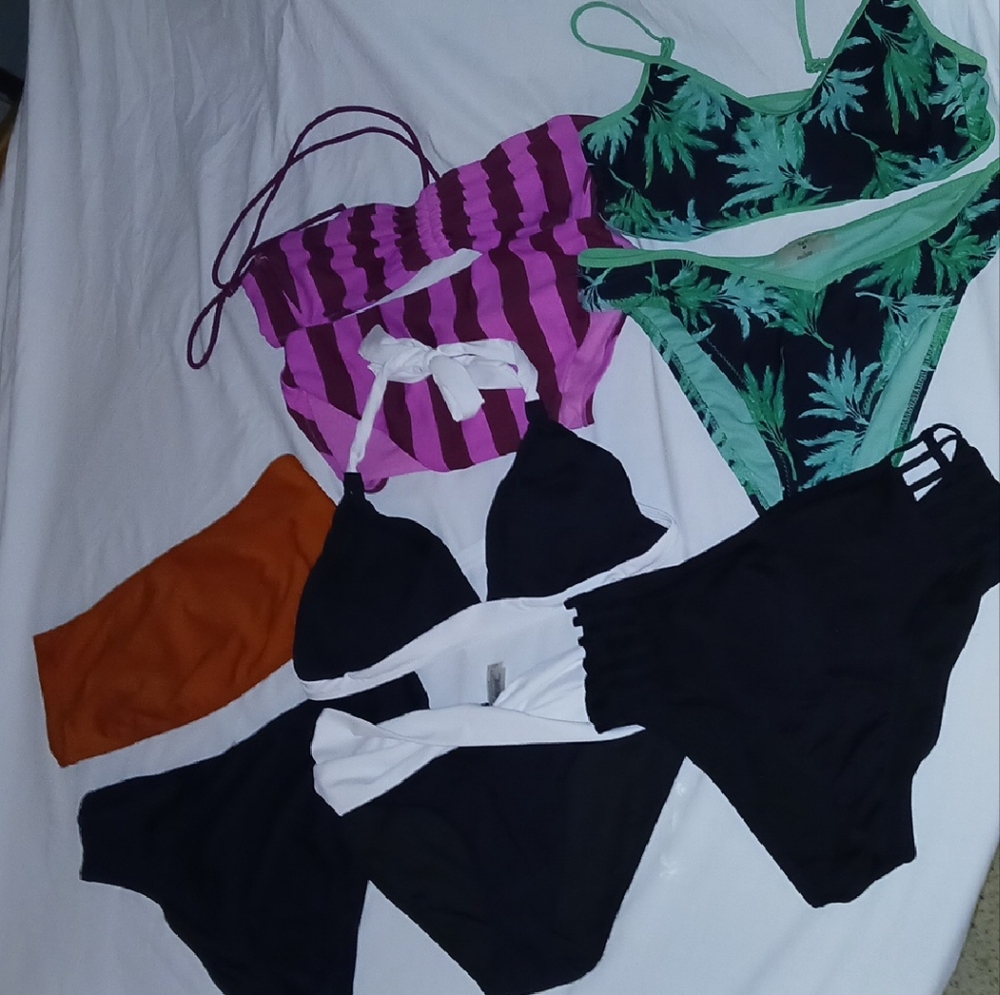 Younique Tropical and Striped Bikini Collection - Black, Green, Pink, Orange